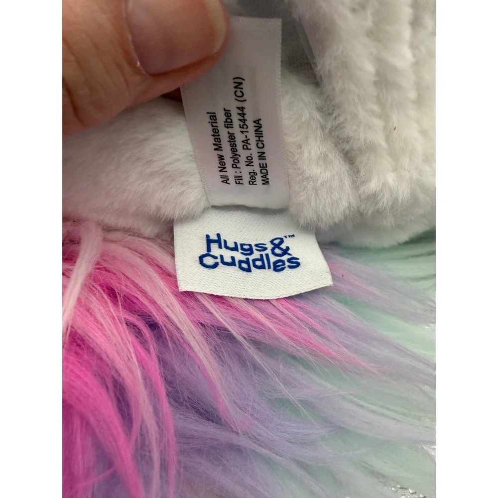 Hugs & Cuddles Rainbow Unicorn Plush Stuffed Animal White Pink 10 inch 2022